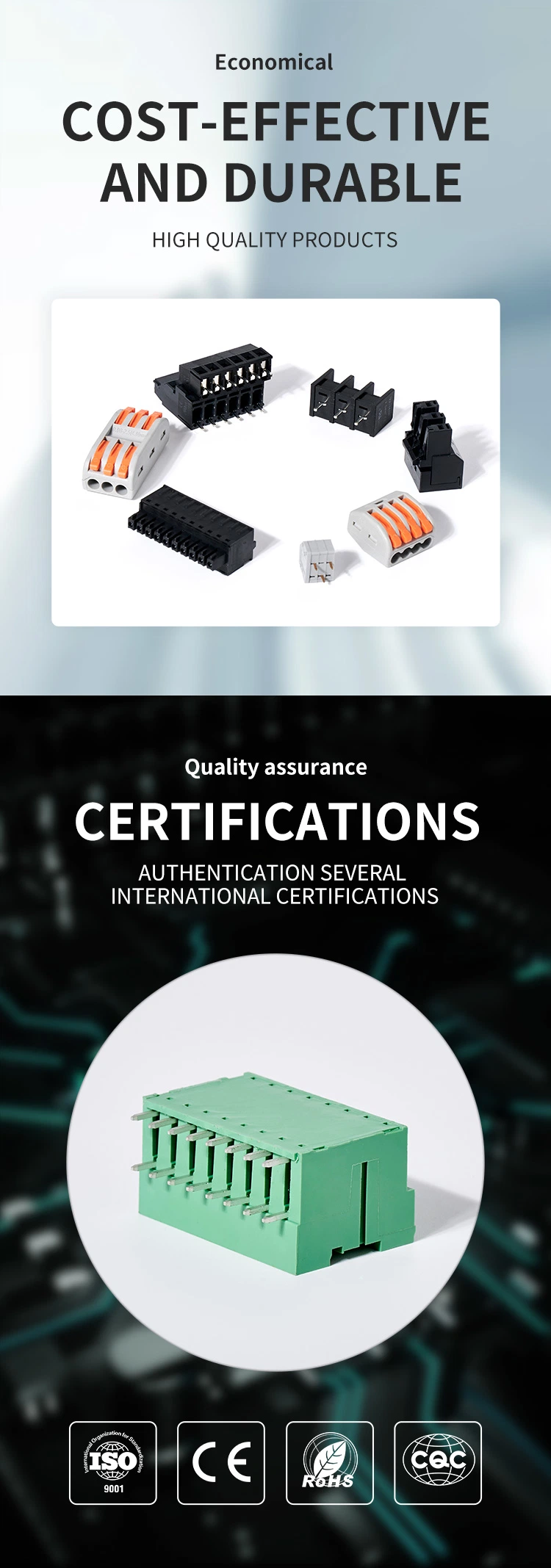 Custom Sample Electrical Terminal Block Comfortable Handling and Easy Plugging Cable Terminal Block Connector Wiring Terminal Block